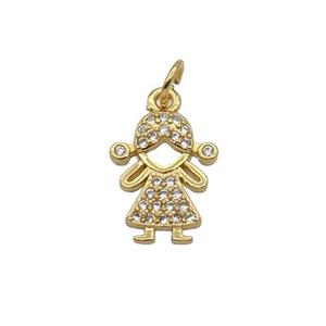 Copper Girl Pendant Pave Zircon Kids Gold Plated, approx 10-14mm [FN32655]
