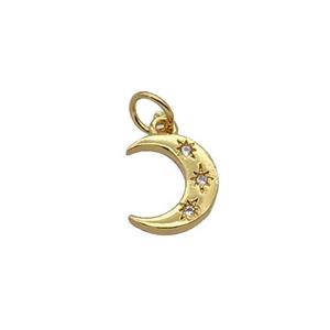 Copper Moon Pendant Pave Zircon Gold Plated, approx 9-10mm [FN32658]