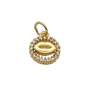 Copper Lips Pendant Pave Zircon Circle Gold Plated, approx 9mm dia [FN32675]