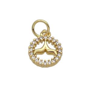 Copper Sharktail Pendant Pave Zircon Circle Gold Plated, approx 9mm dia [FN32683]