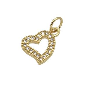 Copper Heart Pendant Pave Zircon Gold Plated, approx 10mm [FN32689]