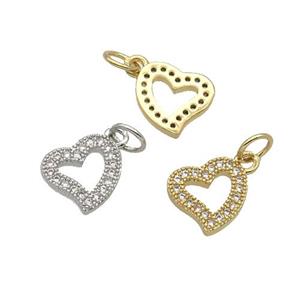 Copper Heart Pendant Pave Zircon Mixed, approx 10mm [FN32690]