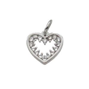 Copper Heart Pendant Pave Zircon Platinum Plated, approx 11mm [FN32691]