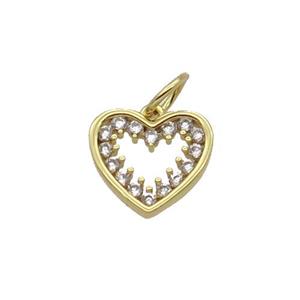 Copper Heart Pendant Pave Zircon Gold Plated, approx 11mm [FN32692]