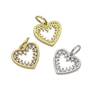 Copper Heart Pendant Pave Zircon Mixed, approx 11mm [FN32693]