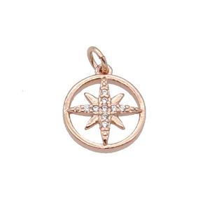 Copper NorthStar Pendant Pave Zircon Rose Gold, approx 10mm dia [FN32703]