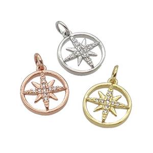 Copper NorthStar Pendant Pave Zircon Mixed, approx 10mm dia [FN32704]