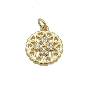 Copper Heart Pendant Pave Zircon Clover Gold Plated, approx 11.5mm dia [FN32706]