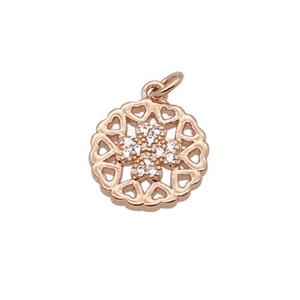 Copper Heart Pendant Pave Zircon Clover Rose Gold, approx 11.5mm dia [FN32707]