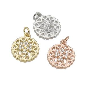 Copper Heart Pendant Pave Zircon Clover Mixed, approx 11.5mm dia [FN32708]