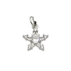 Copper Star Pendant Pave Zircon Platinum Plated, approx 11mm [FN32716]