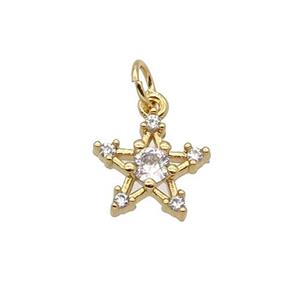 Copper Star Pendant Pave Zircon Gold Plated, approx 11mm [FN32717]