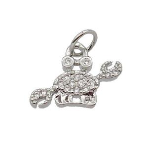 Copper Crab Pendant Pave Zircon Platinum Plated, approx 7-14mm [FN32743]