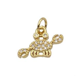 Copper Crab Pendant Pave Zircon Gold Plated, approx 7-14mm [FN32744]