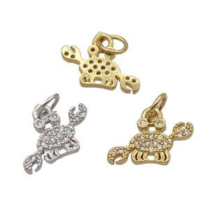 Copper Crab Pendant Pave Zircon Mixed, approx 7-14mm [FN32745]