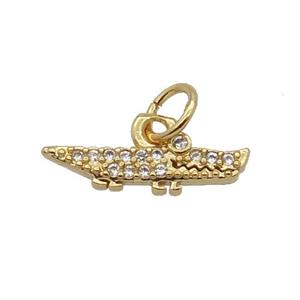 Copper Crocodile Pendant Pave Zircon Gold Plated, approx 4-15mm [FN32747]