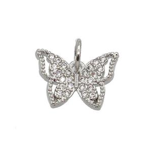 Copper Butterfly Pendant Pave Zircon Platinum Plated, approx 9-12mm [FN32749]