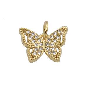Copper Butterfly Pendant Pave Zircon Gold Plated, approx 9-12mm [FN32750]