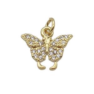 Copper Butterfly Pendant Pave Zircon Gold Plated, approx 9-11mm [FN32753]