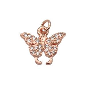 Copper Butterfly Pendant Pave Zircon Rose Gold, approx 9-11mm [FN32754]