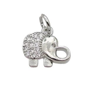 Copper Elephant Pendant Pave Zircon Platinum Plated, approx 9-11.5mm [FN32756]