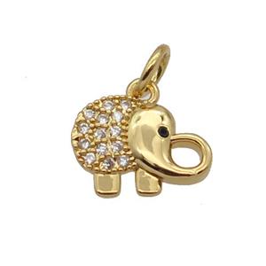 Copper Elephant Pendant Pave Zircon Gold Plated, approx 9-11.5mm [FN32757]