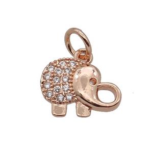 Copper Elephant Pendant Pave Zircon Rose Gold, approx 9-11.5mm [FN32758]