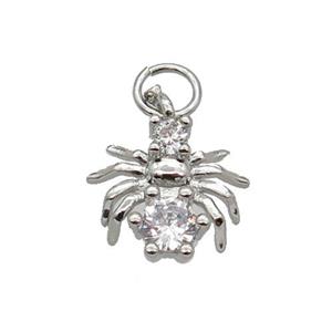 Copper Spider Pendant Pave Zircon Platinum Plated, approx 11mm [FN32764]