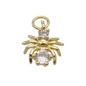 Copper Spider Pendant Pave Zircon Gold Plated, approx 11mm [FN32765]
