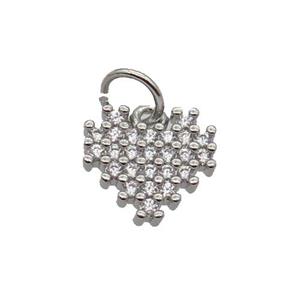 Copper Heart Pendant Pave Zircon Platinum Plated, approx 10mm [FN32773]