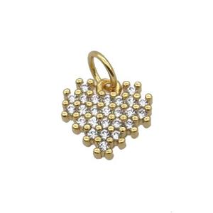 Copper Heart Pendant Pave Zircon Gold Plated, approx 10mm [FN32774]