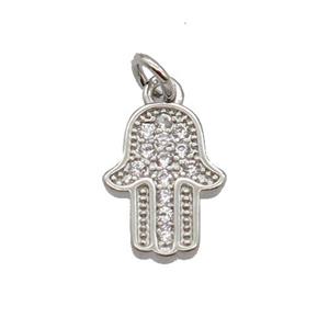 Copper Hamsahand Pendant Pave Zircon Platinum Plated, approx 8-11mm [FN32776]