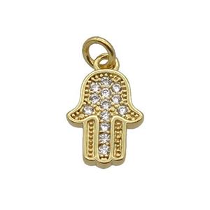 Copper Hamsahand Pendant Pave Zircon Gold Plated, approx 8-11mm [FN32777]