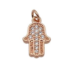 Copper Hamsahand Pendant Pave Zircon Rose Gold, approx 8-11mm [FN32778]