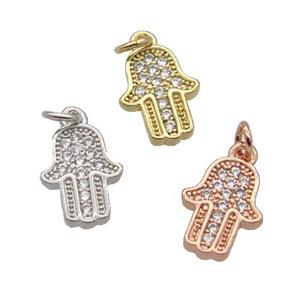 Copper Hamsahand Pendant Pave Zircon Mixed, approx 8-11mm [FN32779]