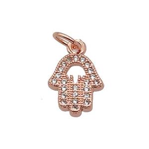 Copper Hamsahand Pendant Pave Zircon Rose Gold, approx 9-10mm [FN32782]