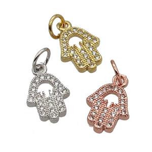 Copper Hamsahand Pendant Pave Zircon Mixed, approx 9-10mm [FN32783]