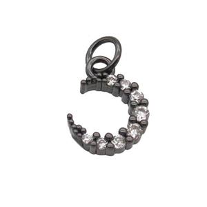 Copper Crescent Moon Pendant Pave Zircon Black Plated, approx 9-10mm [FN32794]