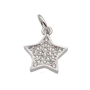 Copper Star Pendant Pave Zircon Platinum Plated, approx 10mm [FN32796]
