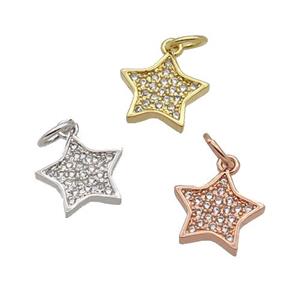 Copper Star Pendant Pave Zircon Mixed, approx 10mm [FN32799]