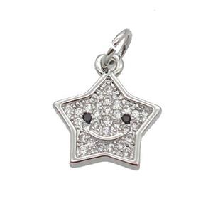 Copper Star Pendant Pave Zircon Platinum Plated, approx 11mm [FN32800]