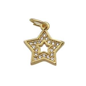 Copper Star Pendant Pave Zircon Gold Plated, approx 10.5mm [FN32804]