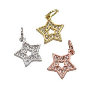 Copper Star Pendant Pave Zircon Mixed, approx 10.5mm [FN32806]