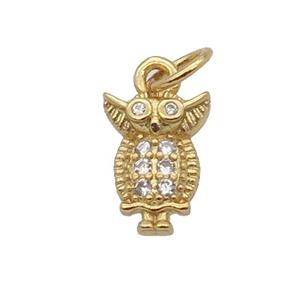 Copper Owl Pendant Pave Zircon Gold Plated, approx 7-10mm [FN32808]