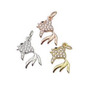 Copper Goldfish Pendant Pave Zircon Mixed, approx 9-14.5mm [FN32819]