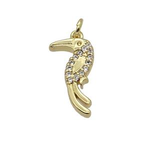 Copper Parrot Pendant Pave Zircon Birds Gold Plated, approx 8.5-16mm [FN32824]