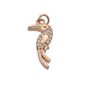 Copper Parrot Pendant Pave Zircon Birds Rose Gold, approx 8.5-16mm [FN32825]