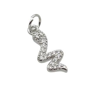 Copper Snake Pendant Pave Zircon Platinum Plated, approx 7-14mm [FN32831]