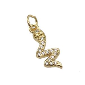 Copper Snake Pendant Pave Zircon Gold Plated, approx 7-14mm [FN32832]
