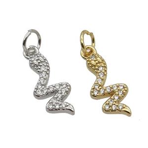 Copper Snake Pendant Pave Zircon Mixed, approx 7-14mm [FN32833]